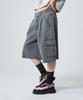 UNKNOWN PLANET Bermuda Wide One-Pleat Washed Cargo Shorts Vintage Grey