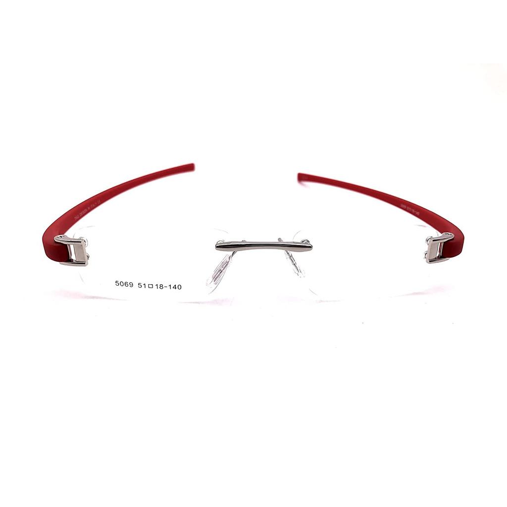 RSINC Combo of Sliver Red -Sliver Blue Rimless frame/eyeglass/Spectacle, 51-18-140 I2-37P3-AIKE