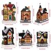 Gift Figurine Mini Miniatures Resin Craft Village House Ornament LED Light Christmas Decoration