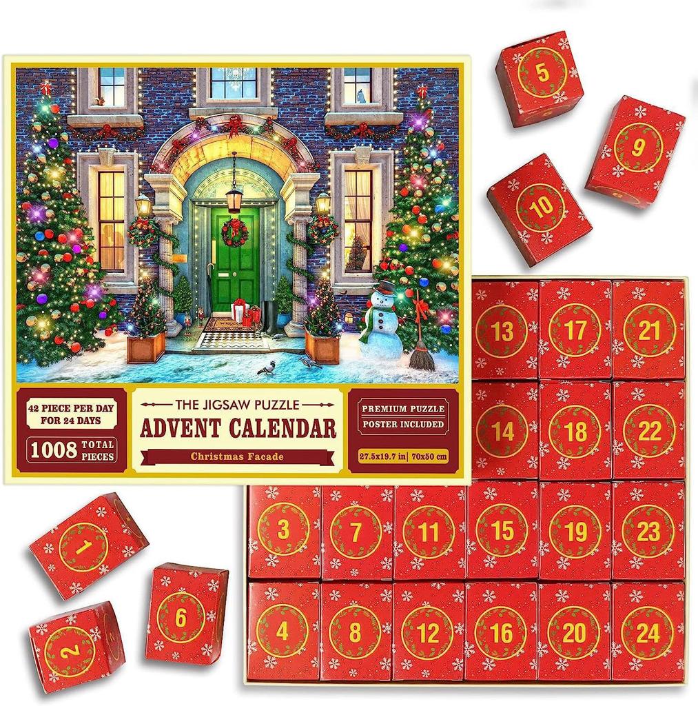 Christmas Advent Calendar Puzzle 1008 Pieces, Christmas Countdown Puzzle Toy, Kids Christmas Gift Birthday Gift