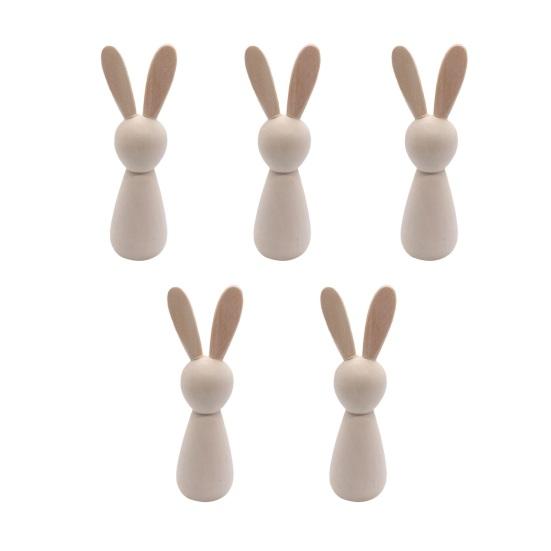 Unfinished Wooden Rabbit Wood Easter Blank Bunny Bunny Figurine Crafts DIY Mini Peg Dolls