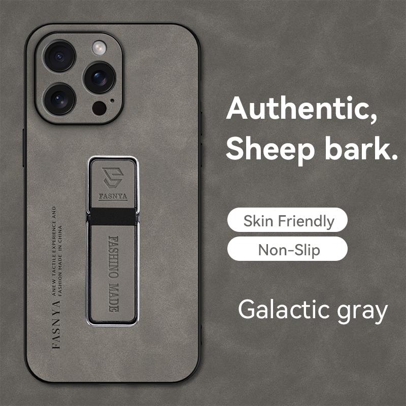 Matte Sheepskin Leather Stand Holder Case for iPhone 15 14 13 12 Pro Max XS MAX XR X 8 7 Plus /Samsung S24 S23 S22 S21 Ultra Plus FE A14 A54 A13 A53