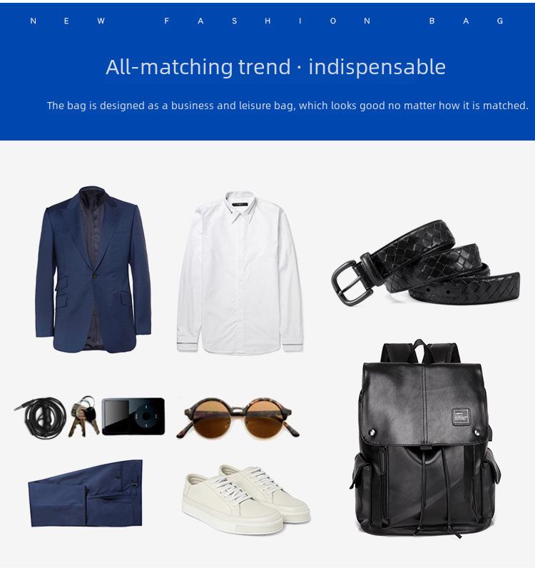 Pánský módní batoh: Ležérní PU kožená školní taška a cestovní batoh na notebook