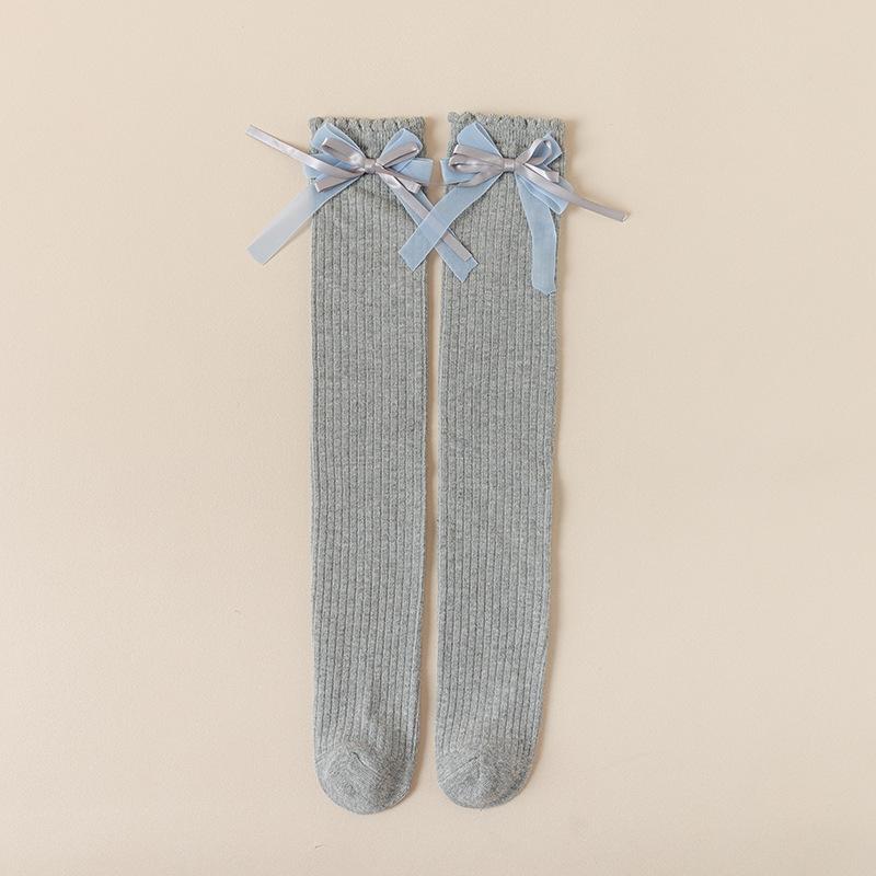 New Kids Girls Bow Long Socks Spring Autumn Cotton Over The Knee High Socks Cute Baby Lolita Stockings