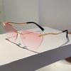 Rimless Cat Eye Sunglasses Women  New Stylish Vintage Gradient Casual Shades Trendy Luxury Brand Design Sun Glasses