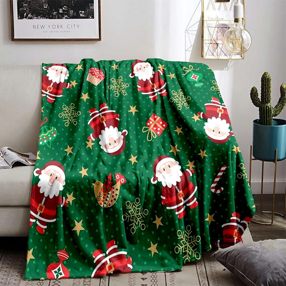 Santa Claus and Gifts Festive Pattern Flannel blanket for bedroom, living room, sofa, and nap