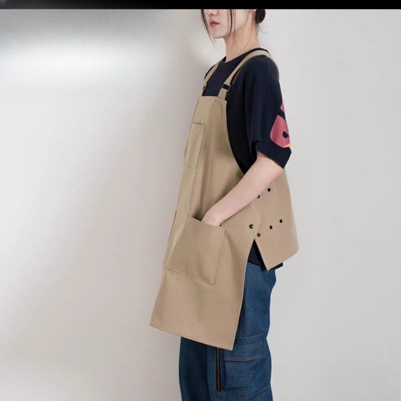

Polyester Cafe Bar Apron with Pocket, Waterproof Oilproof Waist Tie Aprons for Coffee Tea Shop Restaurant Kitchen Uniform Custom темного кольору хакі