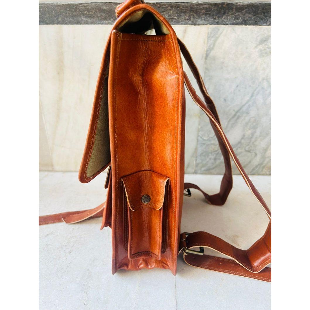 Комфортный кожаный рюкзак Handicraft. 12 x 16 x 5 in коричневый — фото 5