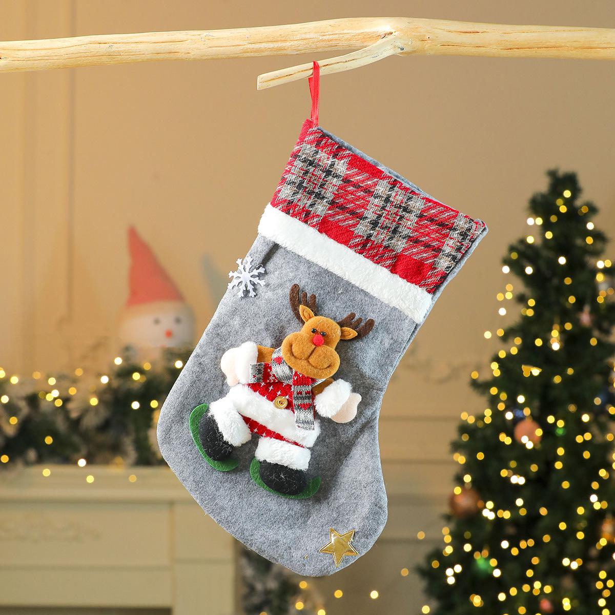 Large 3D Christmas Doll Stocking Gift Bag for Kids