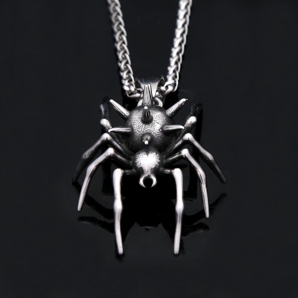 Punk Spinnenhalskette Für Männer Edelstahl Gotisch Vintage Tieranhänger Einzigartiger Biker Schmuck Geschenke Dropshipping