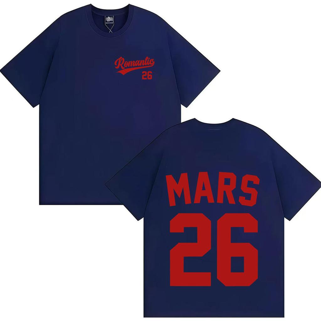 Sänger Bruno Mars Harajuku Buchstaben Print T-Shirt Herren Damen Ästhetischer Doppelseitiger Druck 90er Jahre Baumwolle Übergroßes Kurzarm-T-Shirt