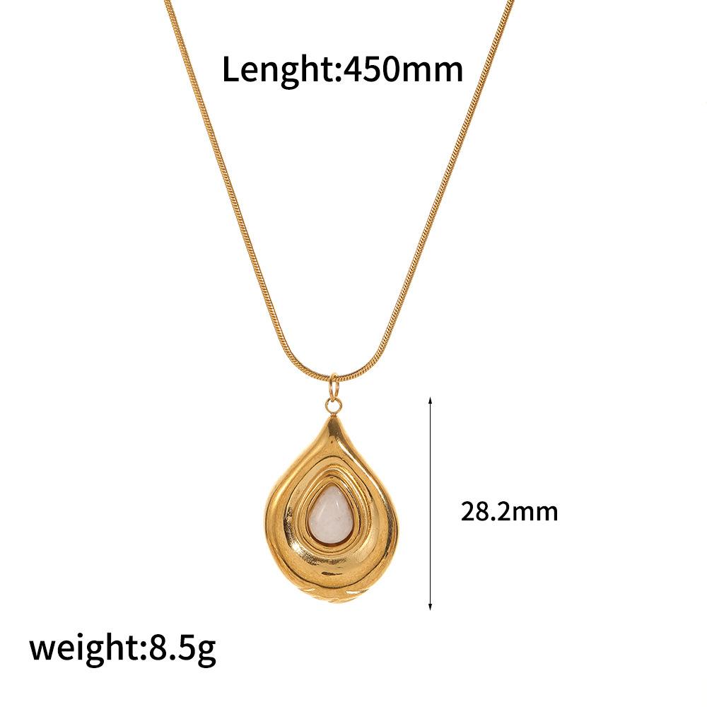 

Ожерелье из натурального камня из нержавеющей стали, женская универсальная цепочка для свитера премиум-класса с круглым кулоном на ключицу из тигрового глаза 18K gold