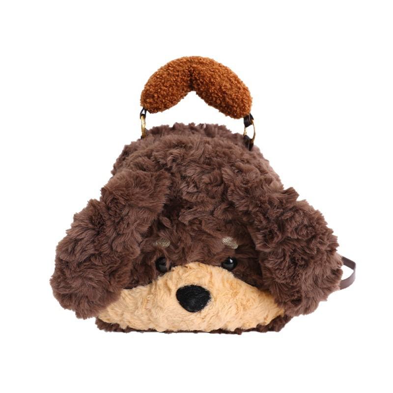 Schultasche süßer Welpen-Plüschtasche Umhängetasche weiblich Cartoon-Mädchen Umhängetasche vielseitig Freizeit-Einkaufs-Puppe Handy-Tasche