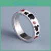 Playing Card Unique Pattern Design Womens Ring Creative Party Jewelry Handmade Enamel Ring Peach Heart Ring Fashion Womens Jewelry
