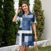 Women’s Casual Loose Fit Button Down Shirt Dress with Stand Collar and Floral Print Short Sleeve Design for Daily Wear