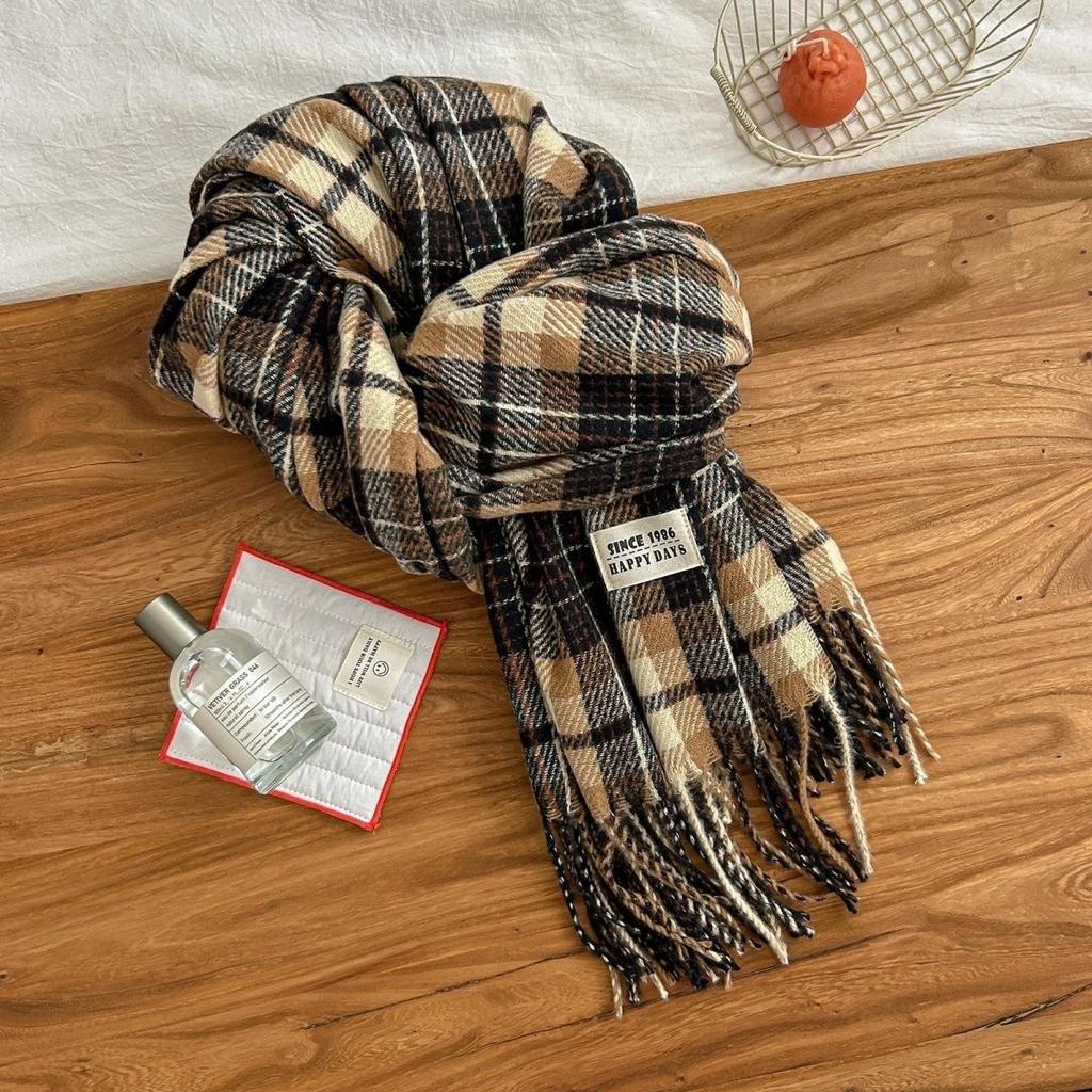 New High end Fashion Plaid Cute Girls Versatile Student Autumn and Winter Thickened Warm Shawl Dual Purpose Couple Scarf