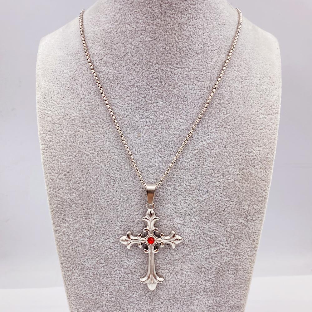 Men's Cross Pendant Necklace Titanium Steel Women's Necklace Cross Hip Hop Titanium Jewelry