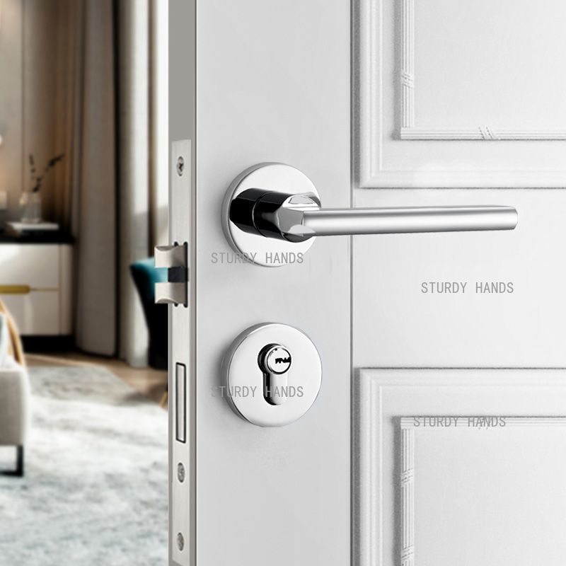 Bright Silver Indoor Silent Door Lock Nordic Light Luxury Bedroom Split Door Handle Lock