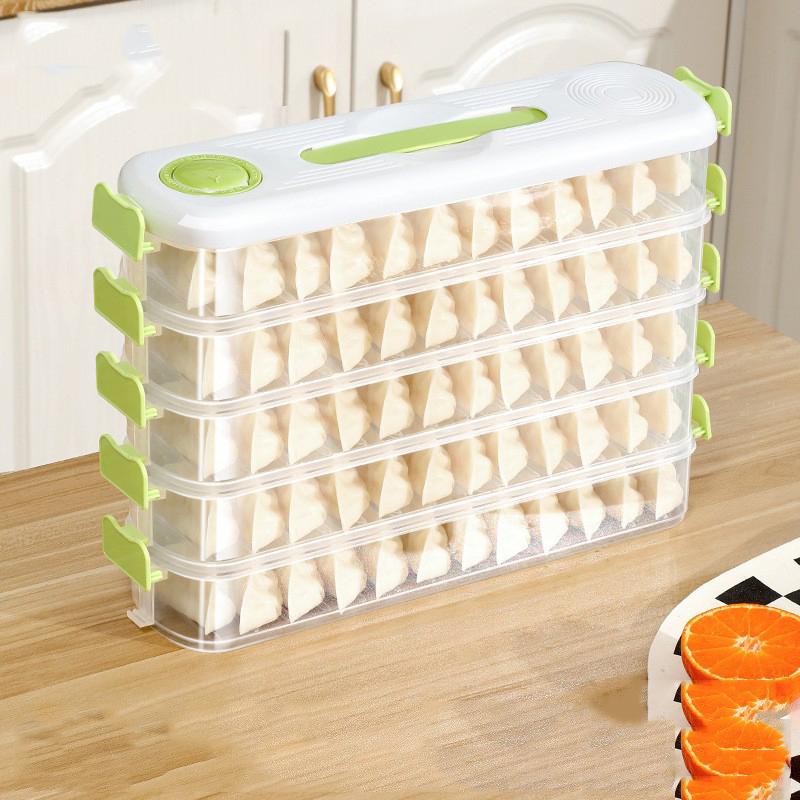 Kitchen Household Food Level Dumpling Box Refrigerator Frozen Fresh Dumpling Storage Box Side Door Dumpling Wonton Organization