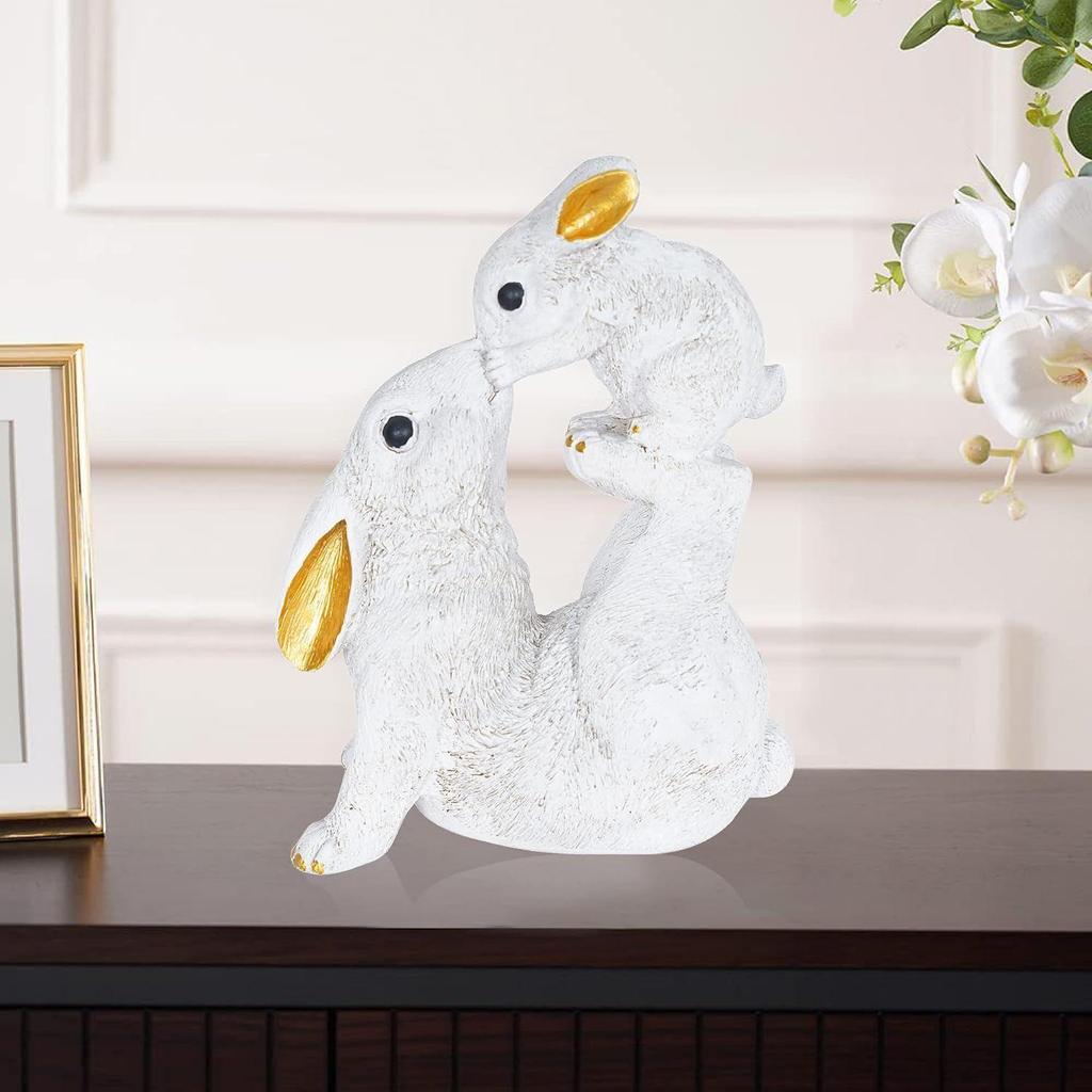 Rabbit Statue with Rabbit Baby Playing Showpiece for Home Decor Showpiece Feng Shui Vastu Items for Good Luck, Wealth and Vastu Animal Decorative