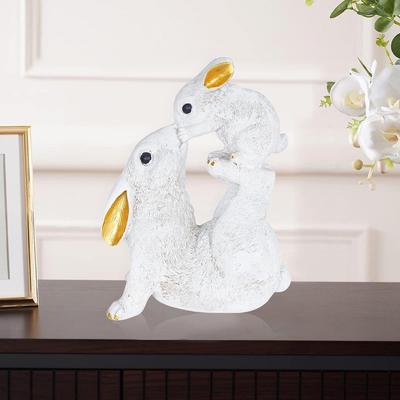 Rabbit Statue with Rabbit Baby Playing Showpiece for Home Decor Showpiece Feng Shui Vastu Items for Good Luck
