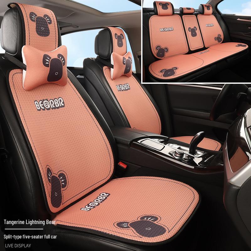 Universal Cartoon Linen Car Seat Cushion - Warm, Stylish, Four Seasons Comfort