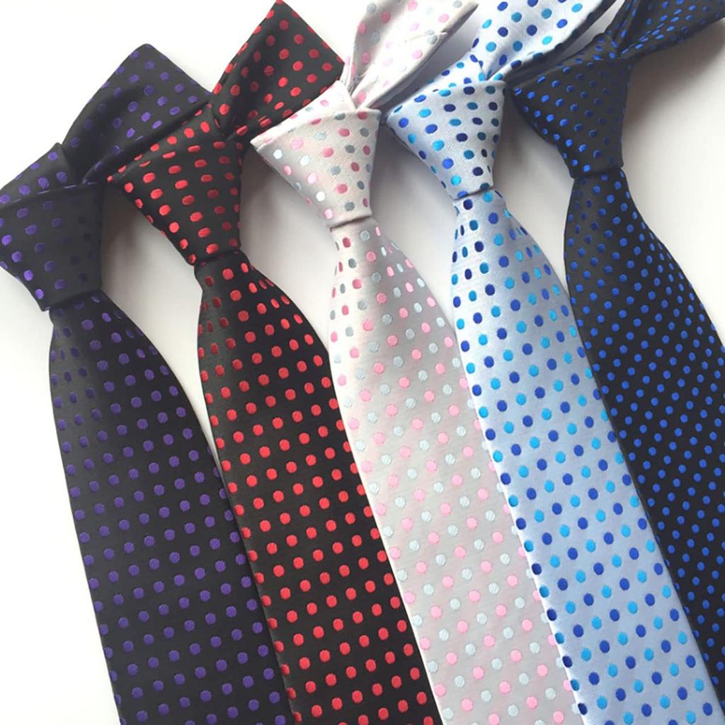 CHROME CRANE Men's Polka Dot Tie, Solid Color, Suitable for Suits, Business, Formal, and Casual Wear, NR006 (03. Black)