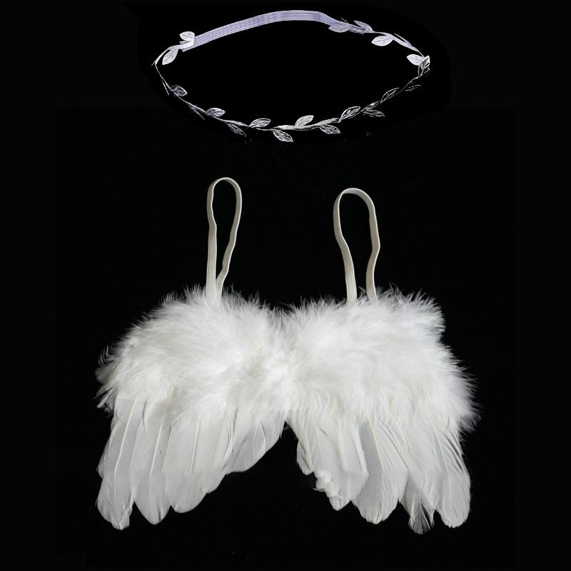 Engelsflügel Tiara Set Neugeborenen Fotografie Feder Engelsflügel Bequeme Weiße Flügel Mit Blatt Stirnband Foto Requisiten Zubehör
