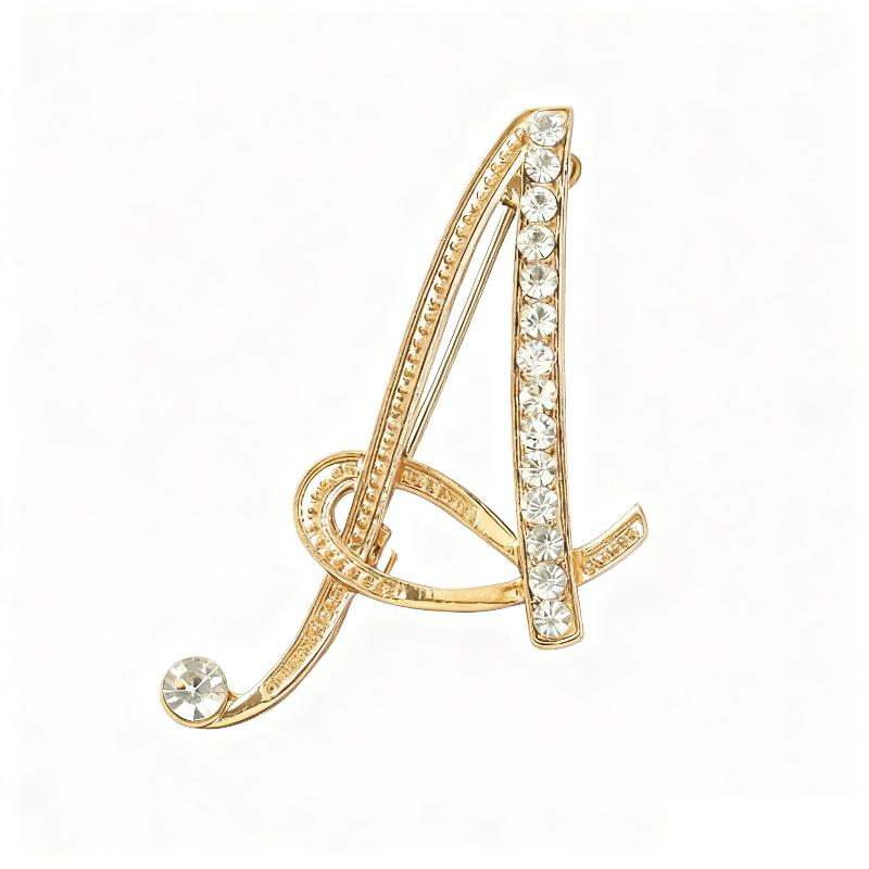 

Hollow Twenty Six Letters Rhinestone Crystal for Women Brooches Pin Badges Alloy Backpack Icons Girls Jewelry