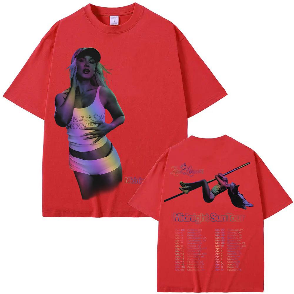 

Midnight Sun Photo Tour Tee ZaraLarsson Summer New Style Casual Tee Graphic Printing TEE 100% Cotton Round Neck Tops XXL червоний