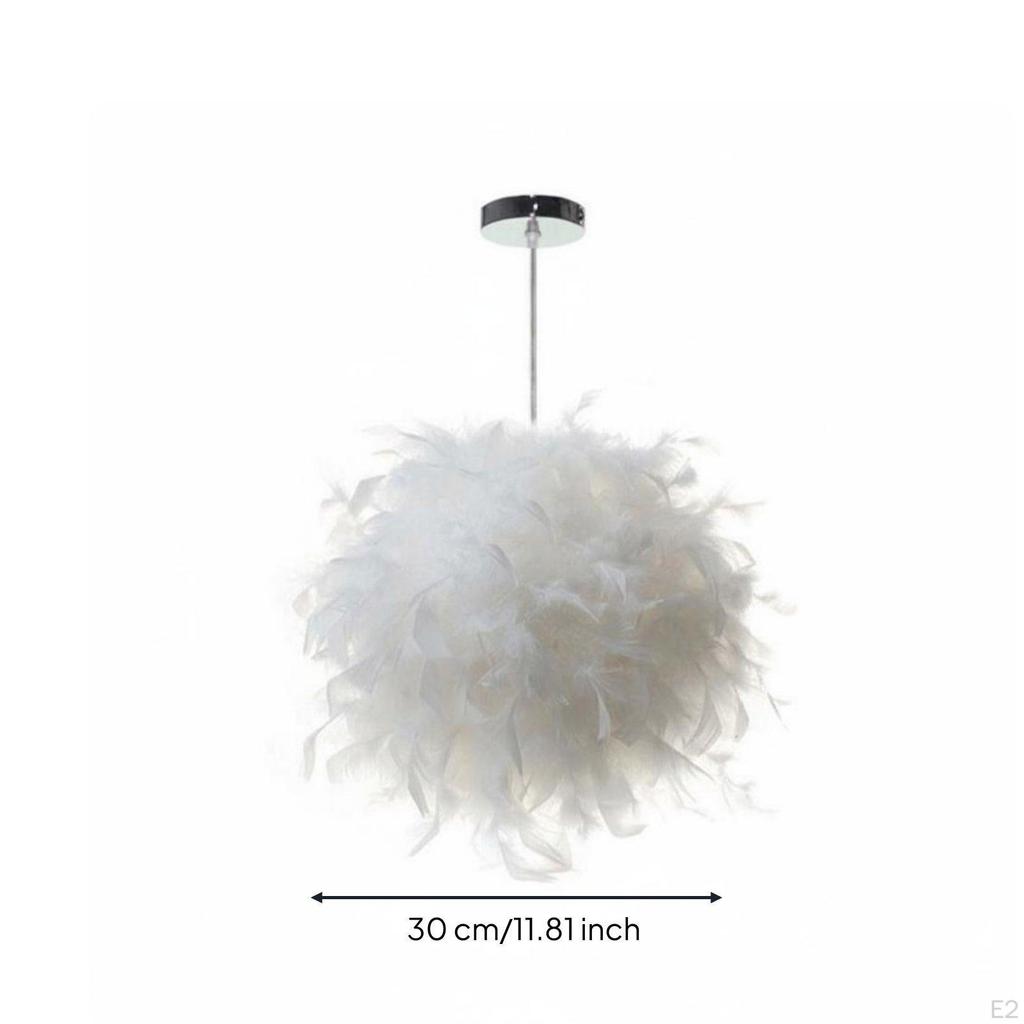 Feather Pendant Light Romantic Chandelier for Bedroom, Living Room 25CM
