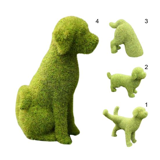 Dog Shape DIY Artificial Grass Animal Resin Eye-catching Garden Turf Grass Animal Office Decor