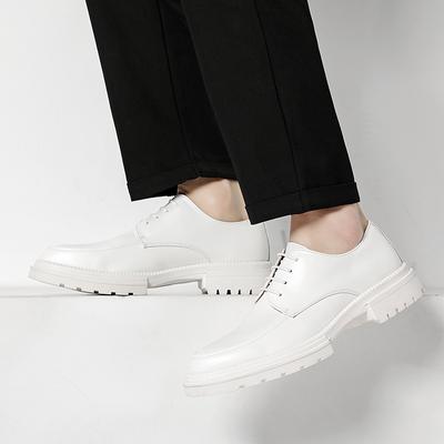 Mode Britischer Stil Herren Dicke Sohle Herren Oxfords Schuhe Herren Leder Weiß Mode Friseurschuhe Alleskönner Schnürschuhe Herren Businessschuhe