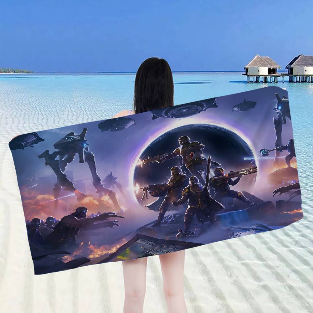 Video Game H-Helldivers Microfiber Printed Beach Towel Mountain Climbing Yoga Beach Swimming Running Absorbent Soft Towel