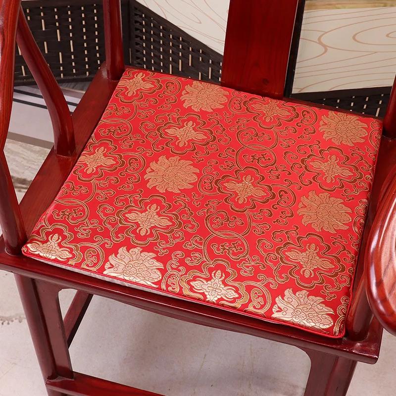 Square Chinese Style Mahogany Sofa Cushion Removable Washable Non-slip Single Seat Cushion Home Chair Pad Soft No Ball No Fading