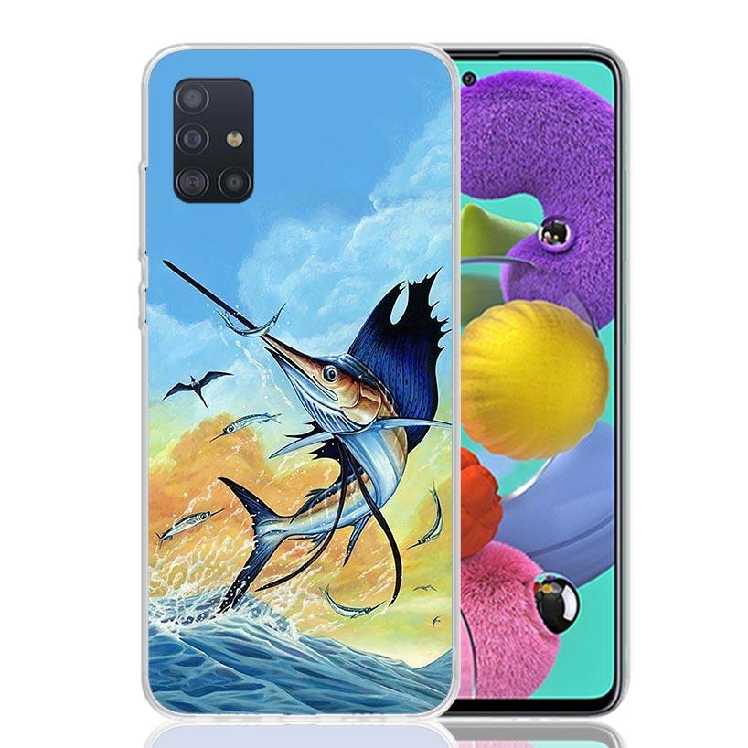 Offshore Angling Fishing Fish Rod Phone Case For Samsung Galaxy A52 A32 A22 A12 A02S A50S A30S A51 A31 AA71 Note 20 Ultra 10 S10
