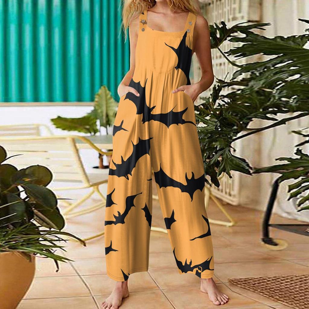 Moda pentru femei St. Salopetă casual largă retro cu bretele, imprimată pentru Ziua Sfântului Patrick