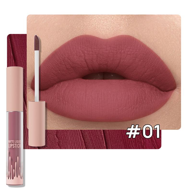 

HelloKiss Sexy Nude Matte Lip Glaze Dark Lava Tone Водостойкая быстросохнущая помада Теплая и плотная помада, близкая к тону кожи 01#