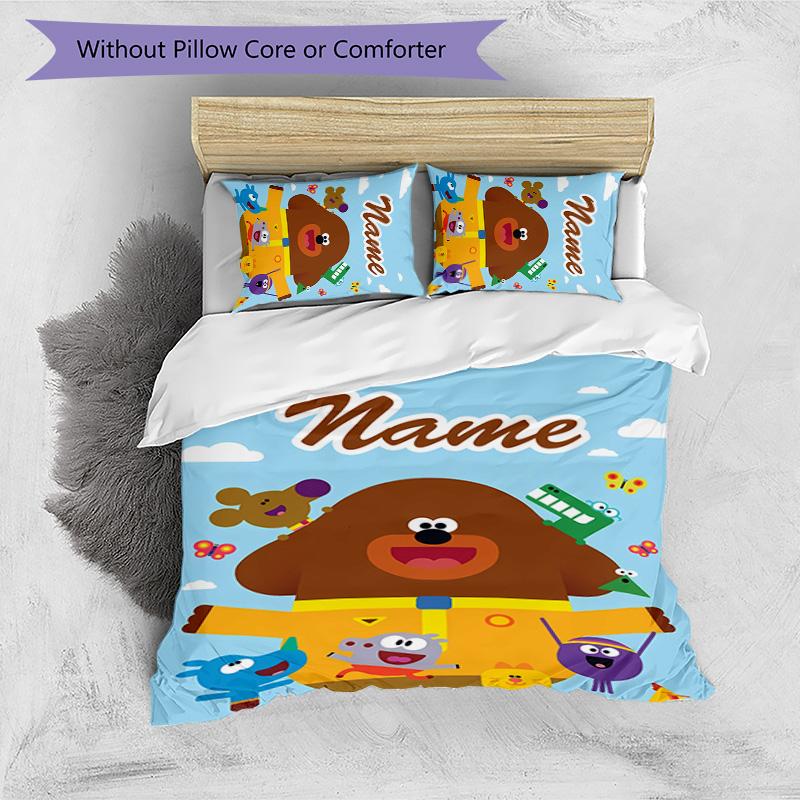 3pcs Hey Duggee3 Cover Set - Personalized Name, HD Printed Bedding with 1 Cover and 2 Pillowcases - Perfect for Home Decor, Easy Care