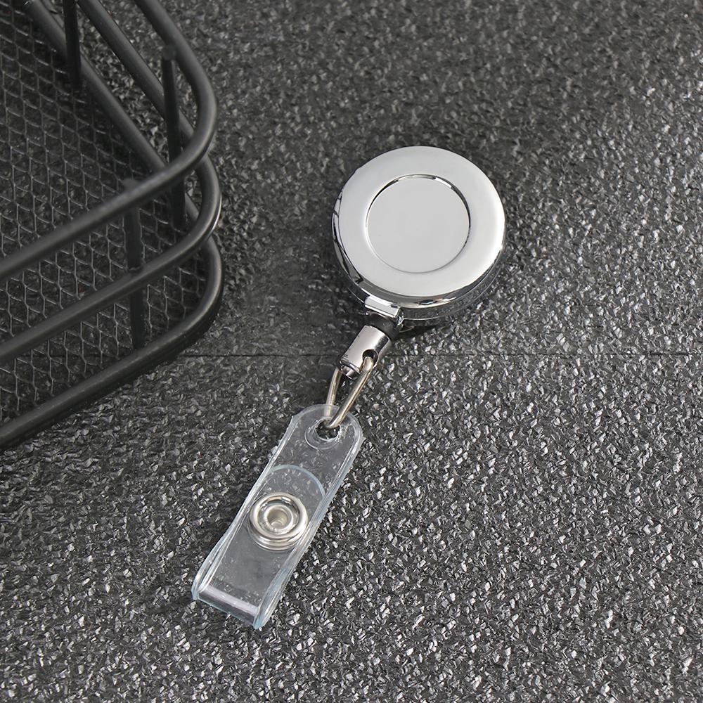 1PC Retractable Badge Pull Buckle Metal Retractable ID Card Badge Reel Holder Door Pass Chain Work Card Keychain Office Supply