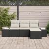 VidaXL Ensemble de canapé jardin 4 pièces avec coussins noir en rotin synthétique 3355676