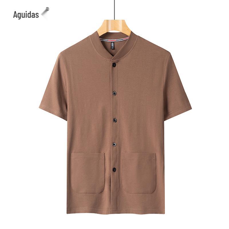 

Мужская белая хлопковая футболка с коротким рукавом для среднего и пожилого возраста - Летний папин топ/кардиган XXL for 160-180 jin