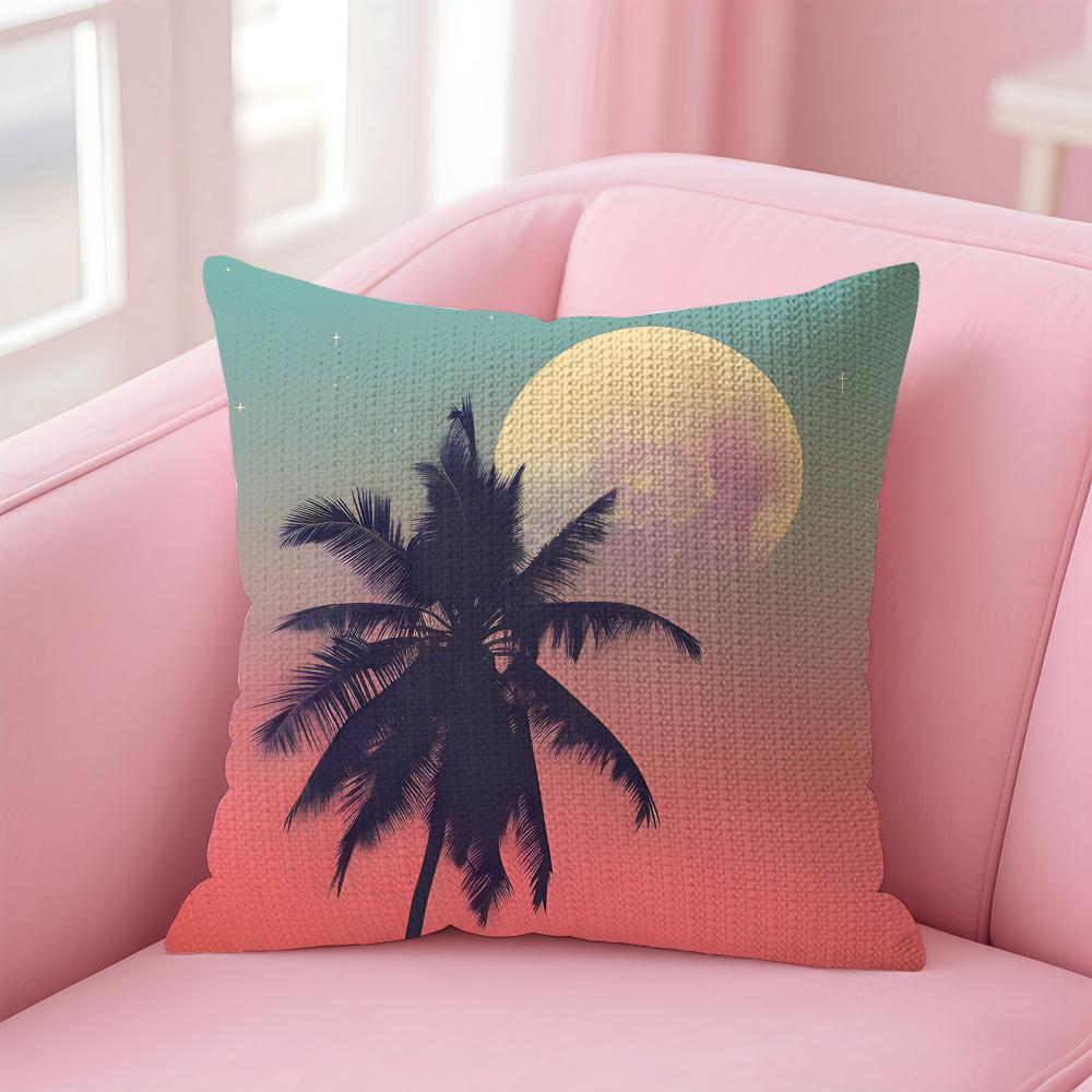 Tropical Scenery INS Cushion Cover Natural Linen Pillow Case DoubleSided Print Decorative Sofa Pillowcase Home Decor Gift
