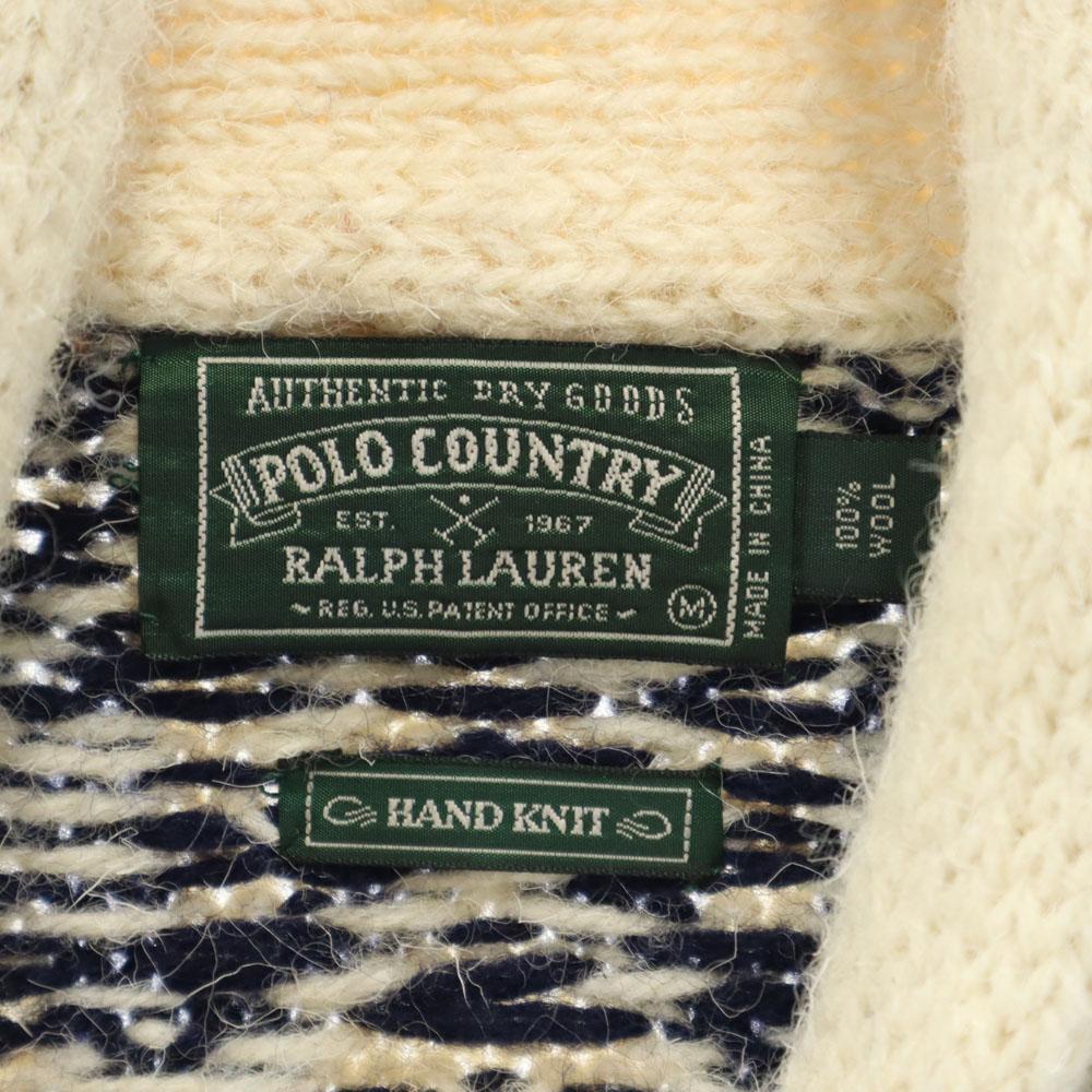 POLO COUNTRY RALPH LAUREN 90s Wool Old Hand Knit Nordic Pattern Long Sleeve Sweater Men's Used