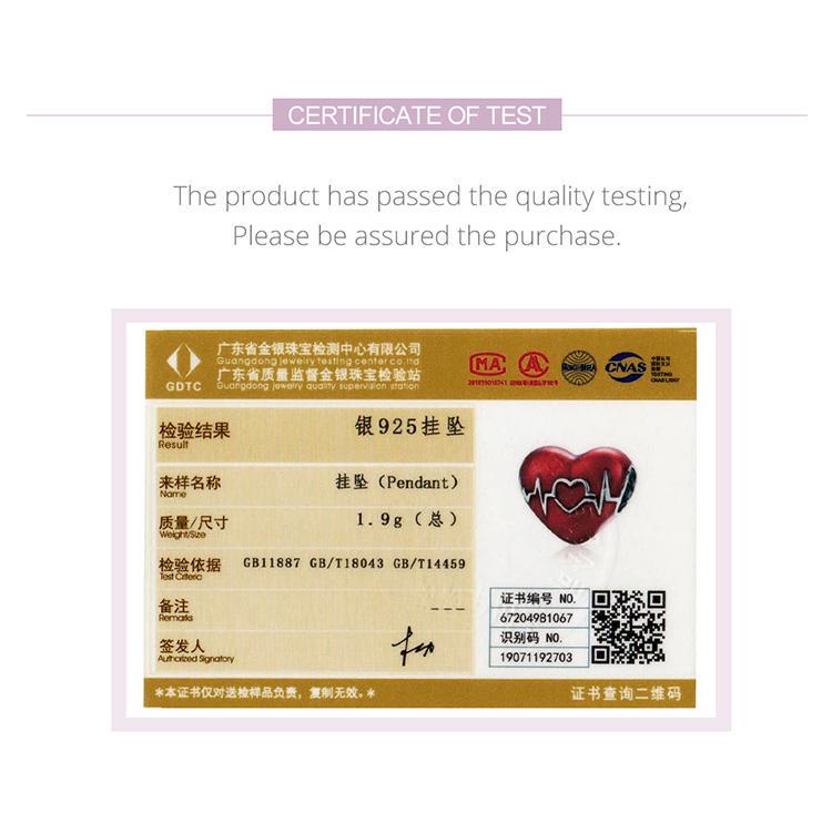 Bamoer Red Heart-shaped Enamel Beads 925 Sterling Silver Jewelry Unique Love Metal Charm Fit Original Bracelet