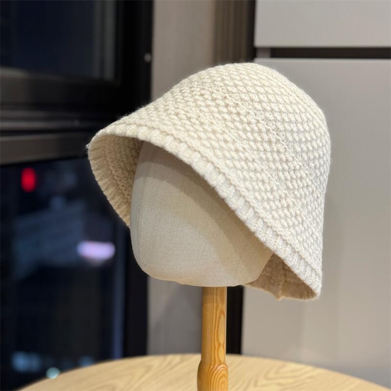 Simple Crimped Fisherman's Hat Children's Autumn and Winter Solid Color Casual Versatile Knitted Hat Fashionable and Elegant Washbasin Hat