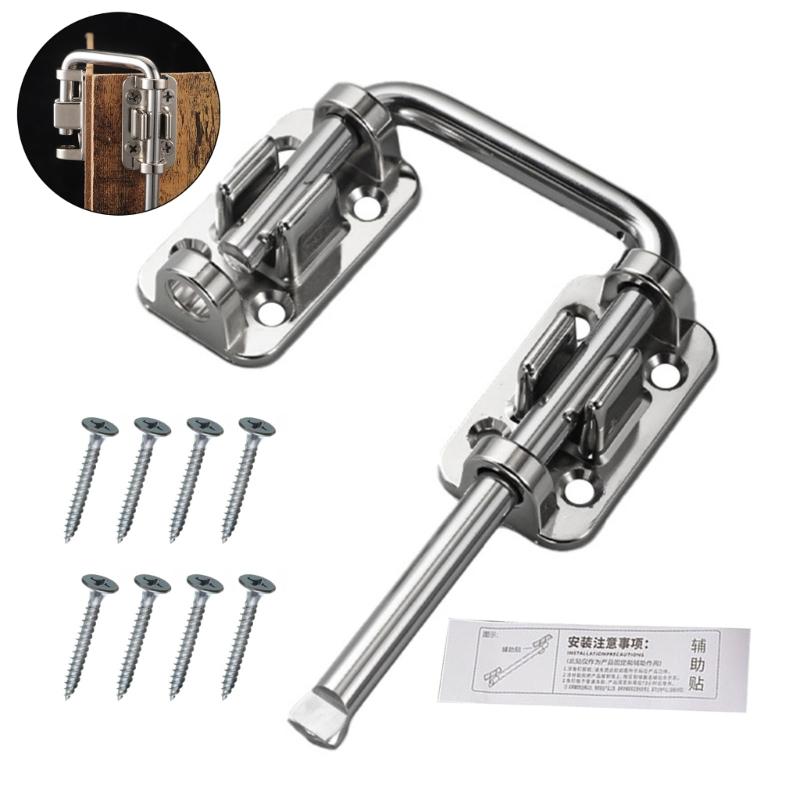 Heavy Duty Door Lock Bracket 180 Degree Rotation Waterproof Surfaces Steel Gate Latches Uprgades for Indoor Outdoor Use