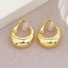 New Gold Round Chunky Clip on Earrings for Women Smooth Metal Thick Non Pierced Hoops Fashion Trendy Brincos Jewelry