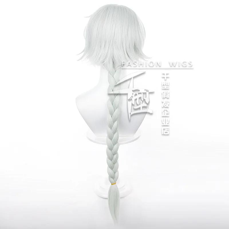 High Quality Nikolai Gogol Cosplay Wig Anime Bungo Stray Dogs Season 4 Long White Braid Heat Resistant Synthetic Wigs for Man