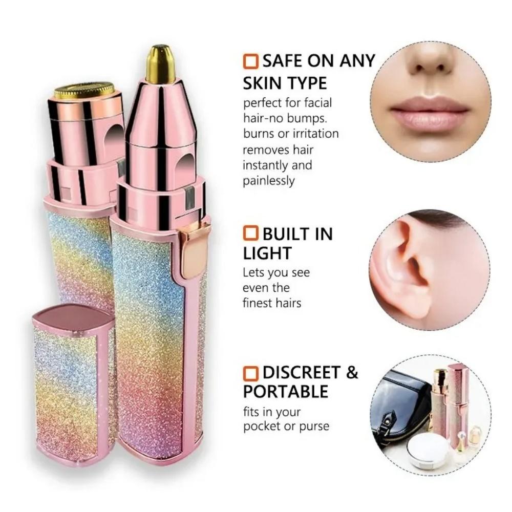 2 IN 1 Body Facial Lip Eyebrow Electric Epilator Trimmer For Women Mini Painless Razor Shaver USB Charging Facial Hair Removal
